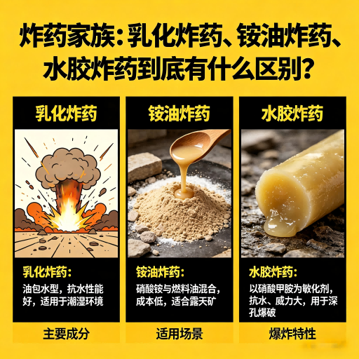 六盘水炸药家族：乳化炸药、铵油炸药、水胶炸药到底有什么区别？